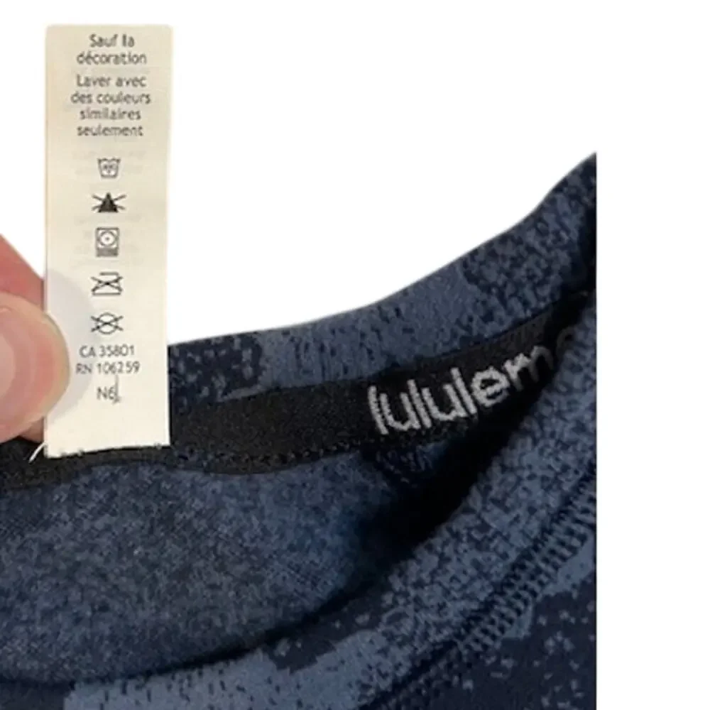 LULULEMON Women's Blue Camo Shirt Size 4 It's Rulu Run Fleece Long Sleeve